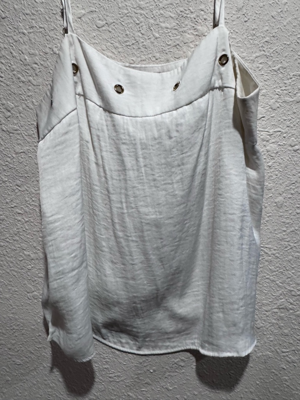 Jennifer Lopez White Spaghetti Strap Camisole with Grommet Accents